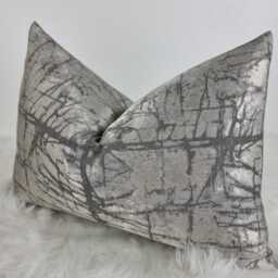 Grey Silver Rectangle Cushion Cover, Sofa Bed Pillow Cover Neutral Decor Pillow Cover Luxury Designer John Lewis Kyla Handmade - thumbnail 3