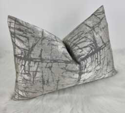 Grey Silver Rectangle Cushion Cover, Sofa Bed Pillow Cover Neutral Decor Pillow Cover Luxury Designer John Lewis Kyla Handmade - thumbnail 1