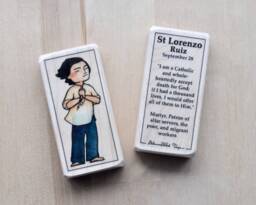 st Lorenzo Ruiz Patron Saint Block With Gift Bag // Filipino Of Migrant Workers, Altar Servers, & The Poor Catholic Toys