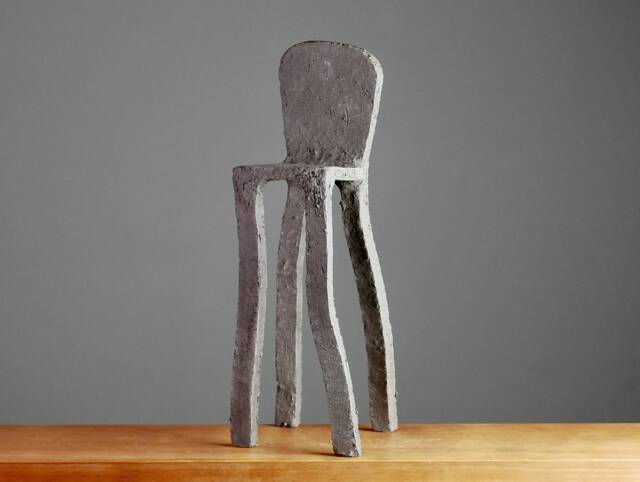 Sculpture. Ceramic. Chair. 33 cm. Anthracite. Gift. Art Object. Decoration. Figure - image 1