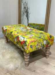 Premium Barbados Footstool Yellow First Bird Floral Pouffe Footrest - thumbnail 1