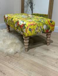 Premium Barbados Footstool Yellow First Bird Floral Pouffe Footrest - thumbnail 3