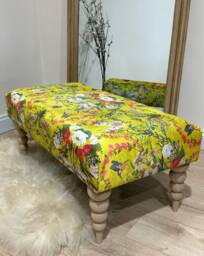 Premium Barbados Footstool Yellow First Bird Floral Pouffe Footrest - thumbnail 2