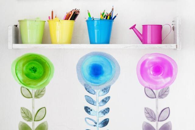Wall Decal Flower, Aura Meadow Collection - Green Flower Bedroom D??cor, Playroom Floral By Easysweethome - image 1