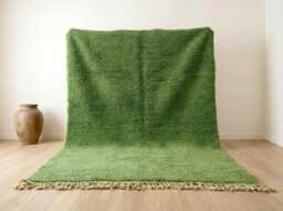 Green Beni Ourain Moroccan Rug - Handmade Berber Wool Carpet, Abstract Tribal Area For Modern Boho Living Room - thumbnail 1