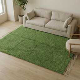 Green Beni Ourain Moroccan Rug - Handmade Berber Wool Carpet, Abstract Tribal Area For Modern Boho Living Room - thumbnail 2
