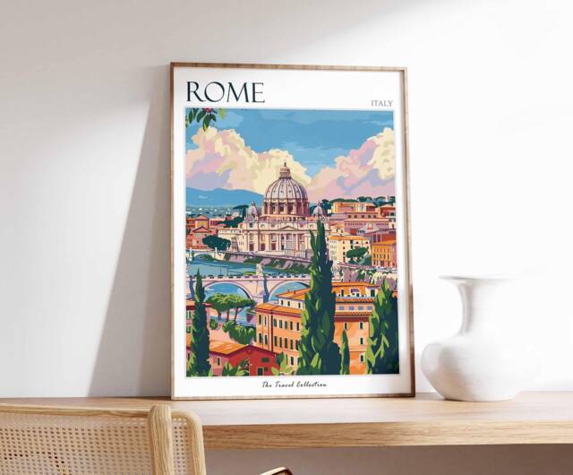 Rome Travel Poster Vintage Italian Art Print - image 1