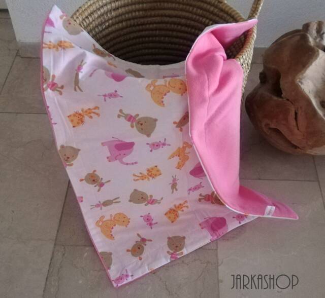Baby Blanket Elephant Pink - Beige Yellow, Crawling Blanket, Cuddly Stroller Wrap Pad For On The Go - image 1