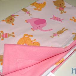 Baby Blanket Elephant Pink - Beige Yellow, Crawling Blanket, Cuddly Stroller Wrap Pad For On The Go - thumbnail 2