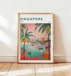 Singapore Travel Poster Asia Cityscape Wall Art - thumbnail 1