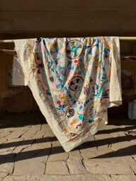 Handmade Suzani Cotton Throw Blanket - Colorful Embroidered Boho Home Decor - thumbnail 1
