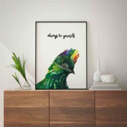 Colorfull Bird, 29, 7x42 cm, Love Colors, Bird Poster, Queer Art, Green Decor, Prints, Room Pride - thumbnail 3