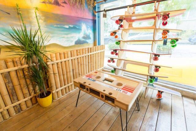 Cassette Tape End Plywood Coffee Table With Metal Legs - Cassette Home D??cor Audio Tape Wood Furniture Table - image 1
