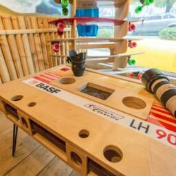 Cassette Tape End Plywood Coffee Table With Metal Legs - Cassette Home D??cor Audio Tape Wood Furniture Table - thumbnail 2