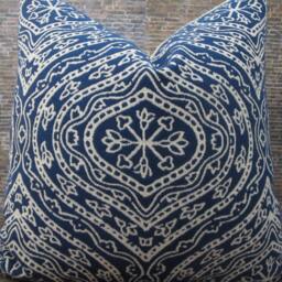 3Bm Designer Pillow Cover, Ria, Jacquard, Navy - thumbnail 2