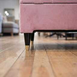 Handmade Pink Storage Ottoman Bench Seat Box Natural Fabric Chesterfield Footstool With Legs - thumbnail 4