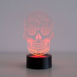 Sugar Skull Led Lamp. Multi Colour Acrylic Light Up Sign. Day Of The Dead D26 - thumbnail 2