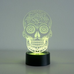 Sugar Skull Led Lamp. Multi Colour Acrylic Light Up Sign. Day Of The Dead D26 - thumbnail 4