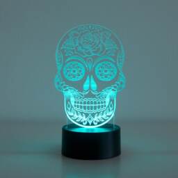 Sugar Skull Led Lamp. Multi Colour Acrylic Light Up Sign. Day Of The Dead D26 - thumbnail 3