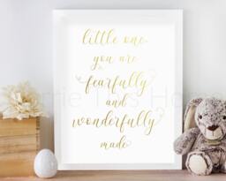 Nursery Wall Art - Little One, You Are Fearfully & Wonderfully Made Psalm 139 Instant Download Bible Verse For A Nursery