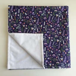 Floral Baby Blanket Purple Cuddle Fabric, Newborn Gift - thumbnail 3