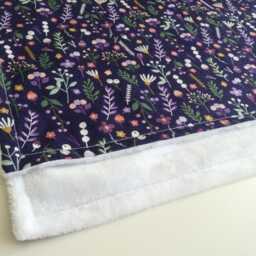 Floral Baby Blanket Purple Cuddle Fabric, Newborn Gift - thumbnail 2