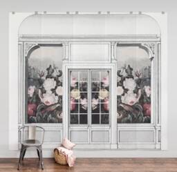 Flower Fields Removable Wallpaper, Vintage Floral Arch Peel & Stick Wall Mural - thumbnail 1