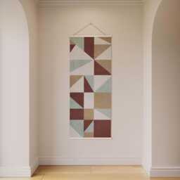 Geometric Triangle & Square Tapestry - Wall Hanging Unique Art - thumbnail 2