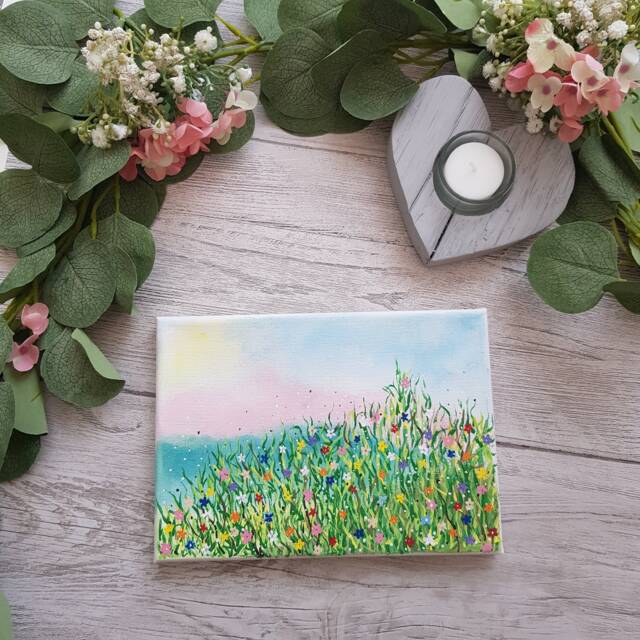 Sweet Summer Flower Canvas/Inspirational Floral Colourful Hanging Wall Decor Meadow - image 1