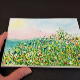 Sweet Summer Flower Canvas/Inspirational Floral Colourful Hanging Wall Decor Meadow - thumbnail 2