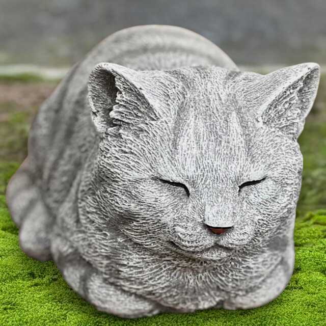 Sleeping Cat Statue Relaxing Kitty Figurine Stone Pet Sculpture Outdoor Patio Decoration Concrete Memorial Ornament Lover Gift - image 1