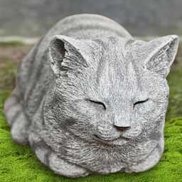 Sleeping Cat Statue Relaxing Kitty Figurine Stone Pet Sculpture Outdoor Patio Decoration Concrete Memorial Ornament Lover Gift - thumbnail 1