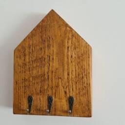 Key Hooks, Key Holder, House Rack, Wooden House, Rustic Wood, Handmade Wall Chunky, Hanger, Face Mask Halway Hooks - thumbnail 2