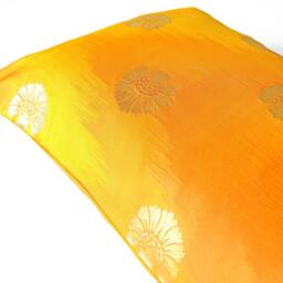 Yellow Pillow Cover, Throw Cover Orange Yellow, Lumbar Marigold Cushion Decorative Pillow, Poly Silk Case - thumbnail 4