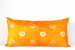 Yellow Pillow Cover, Throw Cover Orange Yellow, Lumbar Marigold Cushion Decorative Pillow, Poly Silk Case