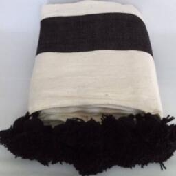 "Moroccan Pom Blanket - Throw With Blanket Bed Spread Bedding Cotton /79""Wx118" - thumbnail 4