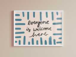 Everyone Is Welcome Here Print - Blue Scandi Wall Art Print, Living Room Quote Printable, Bedroom Prints - thumbnail 1