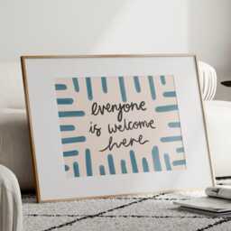 Everyone Is Welcome Here Print - Blue Scandi Wall Art Print, Living Room Quote Printable, Bedroom Prints - thumbnail 2