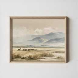 Horse Pasture Poster, Mountain Landscape Print, Country Wall Art, Paper - thumbnail 3