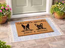 Dog Mom Birthday Gift - Visitors Must Be Approved Elegant Cursive Welcome Mat - thumbnail 1