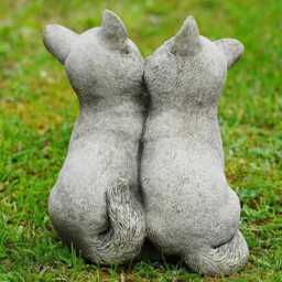 Twin Cats Stone Statue - Outdoor Garden Ornament Cuddling Cat Kitten Sculpture Pet Decoration - thumbnail 3