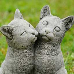 Twin Cats Stone Statue - Outdoor Garden Ornament Cuddling Cat Kitten Sculpture Pet Decoration - thumbnail 2