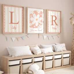 Set Of 3 Flower Prints in Pink, Personalised Sister Prints, Floral Wall Art, Wildflower Girl Bedroom, Teen Bedroom Decor - thumbnail 2