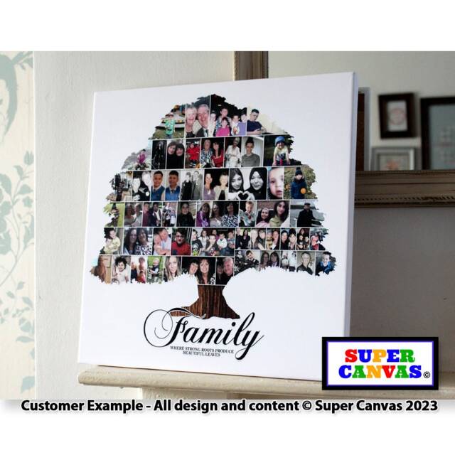 Family Tree Custom Shape Photo Collage Display Wall Art Framed Canvas Print Wife Husband Grandparent Friend Parent Birthday Mothers Day Gift - image 1