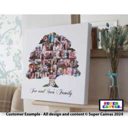 Family Tree Custom Shape Photo Collage Display Wall Art Framed Canvas Print Wife Husband Grandparent Friend Parent Birthday Mothers Day Gift - thumbnail 2