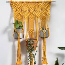 Macrame Wall Hanging Large Macrame Plant Hanger Triple Planter Long Tapestry Boho Bedroom Nursery Wedding Decor Plant Lover Gifts - thumbnail 2