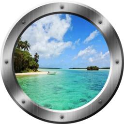 Ocean View Beach Side 3D Porthole Vinyl Decal Family Wall Art Window Silver Portal Home Decor - Vwaq Sp22 - thumbnail 2