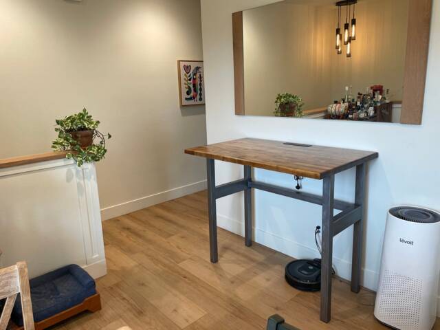 Industrial Butcher Block Standing Desk Rustic Steel Workstation - image 1