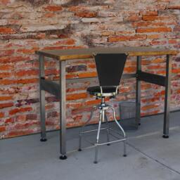 Industrial Butcher Block Standing Desk Rustic Steel Workstation - thumbnail 2