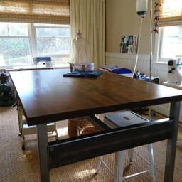 Industrial Butcher Block Standing Desk Rustic Steel Workstation - thumbnail 3